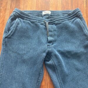 Taylor Stitch Indigo Waffle Apres Organic Cotton sweatpants joggers small